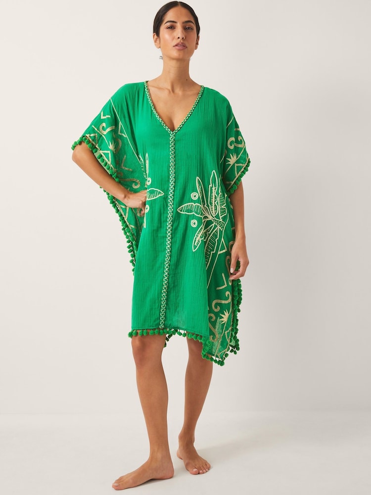 Monsoon Green Penny Tassel Embroidered Coverup - Image 1 of 4 Monsoon Green Penny Tassel Embroidered Coverup - Image 1 of 4