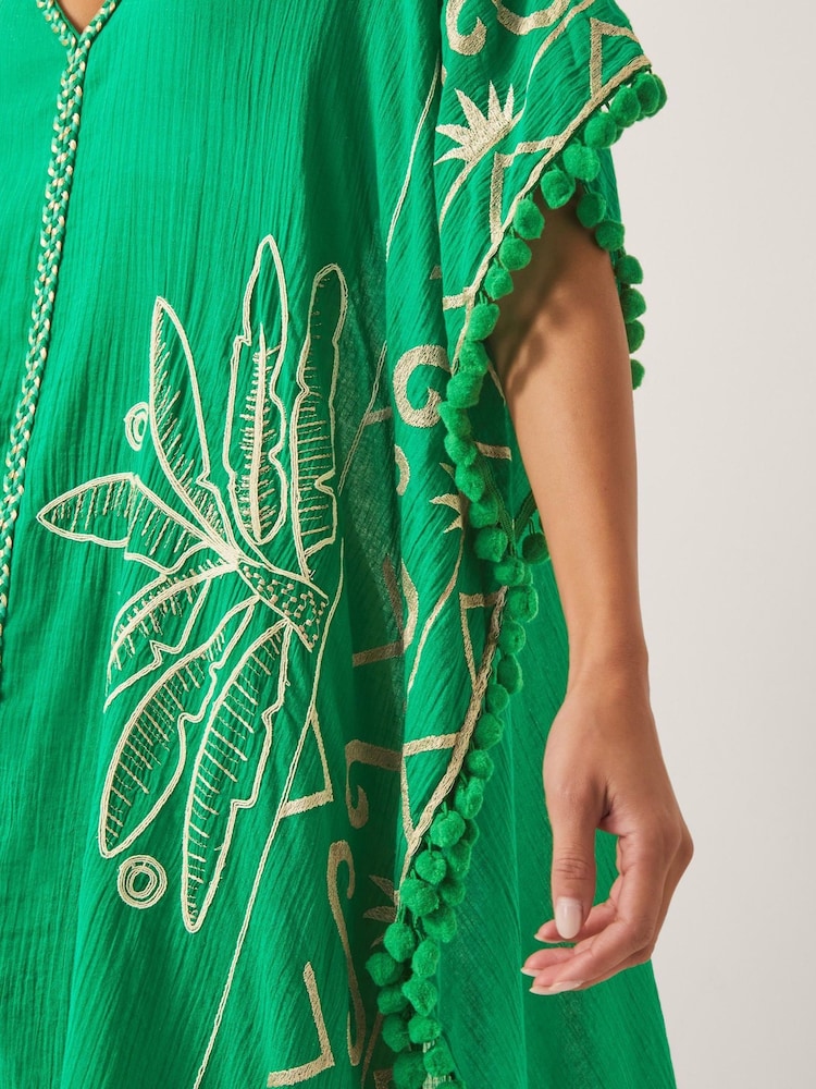 Monsoon Green Penny Tassel Embroidered Coverup - Image 4 of 4