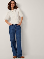 Monsoon Cream Celia Puff Sleeve Collar Blouse - Image 3 of 5