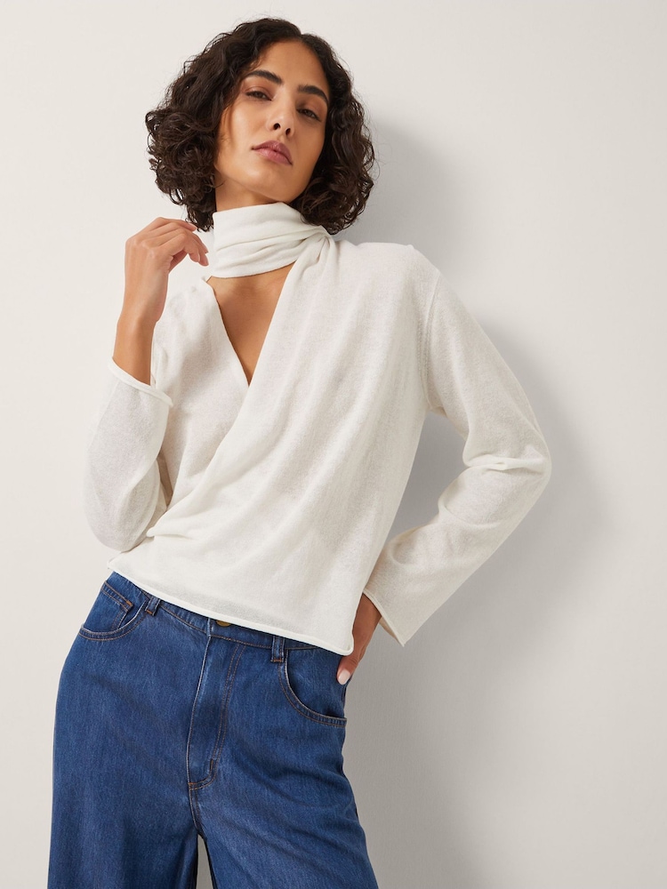 Monsoon Cream Suri Sheer Wrap Blouse - Image 1 of 4