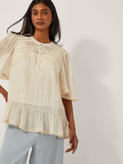 Monsoon Cream Edith Floaty Lace Top - Image 1 of 4
