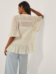 Monsoon Cream Edith Floaty Lace Top - Image 2 of 4