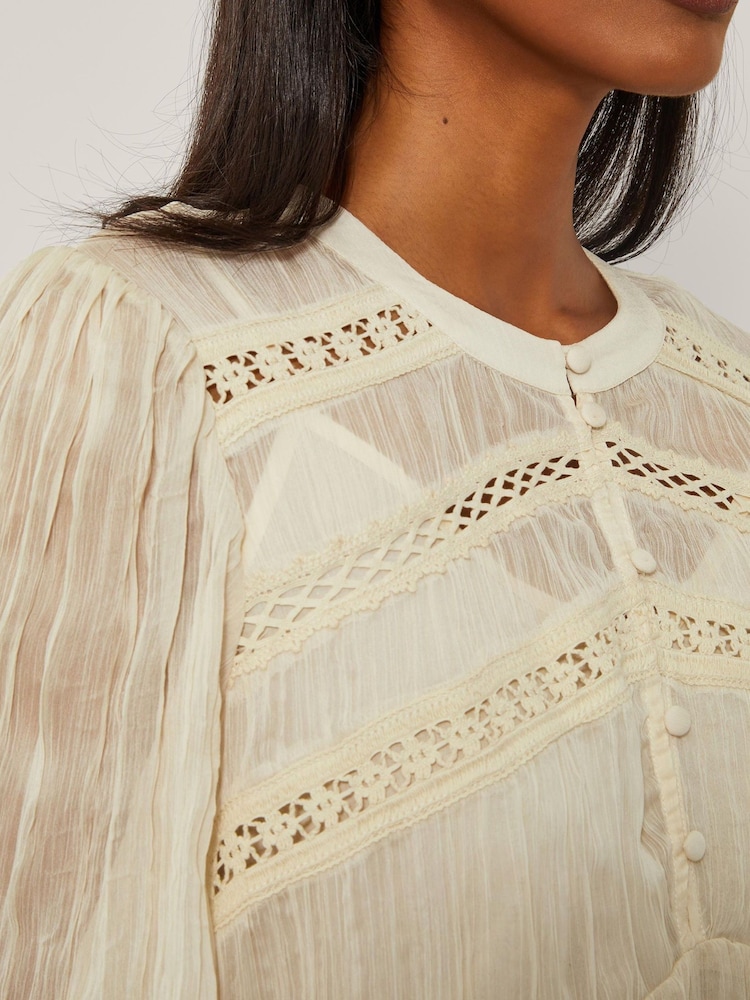 Monsoon Cream Edith Floaty Lace Top - Image 4 of 4