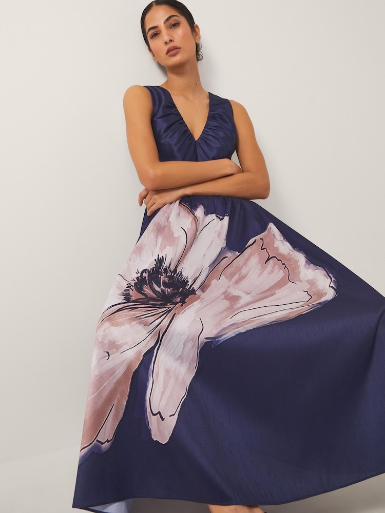 monsoon blue silk dress Buy Monsoon Blue Sylvia Floral Print Satin Midi Dress from Next USA