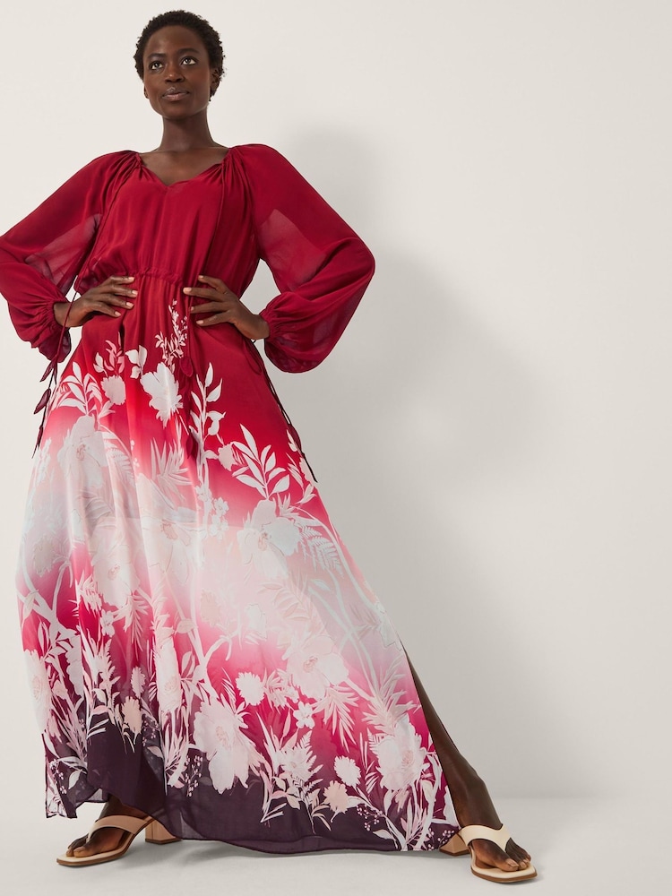 Monsoon Red Lillian Floral Print Ombré Maxi Dress - Image 1 of 5 Monsoon Red Lillian Floral Print Ombré Maxi Dress - Image 1 of 5