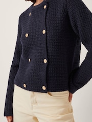 Monsoon Blue Skye Double Breasted Waffle Knit Cardigan - Image 2 of 5