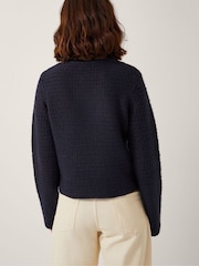 Monsoon Blue Skye Double Breasted Waffle Knit Cardigan - Image 3 of 5