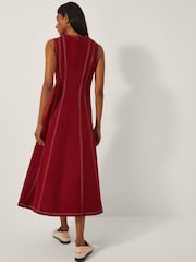 Monsoon Red Hope Sleeveless A-Line Denim Midi Dress - Image 3 of 4
