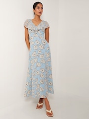 Monsoon Blue Chloe Floral Print Ruffle Maxi Dress - Image 1 of 4