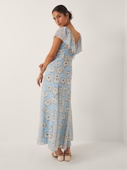 Monsoon Blue Chloe Floral Print Ruffle Maxi Dress - Image 2 of 4