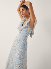 Monsoon Blue Chloe Floral Print Ruffle Maxi Dress - Image 3 of 4