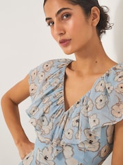 Monsoon Blue Chloe Floral Print Ruffle Maxi Dress - Image 4 of 4