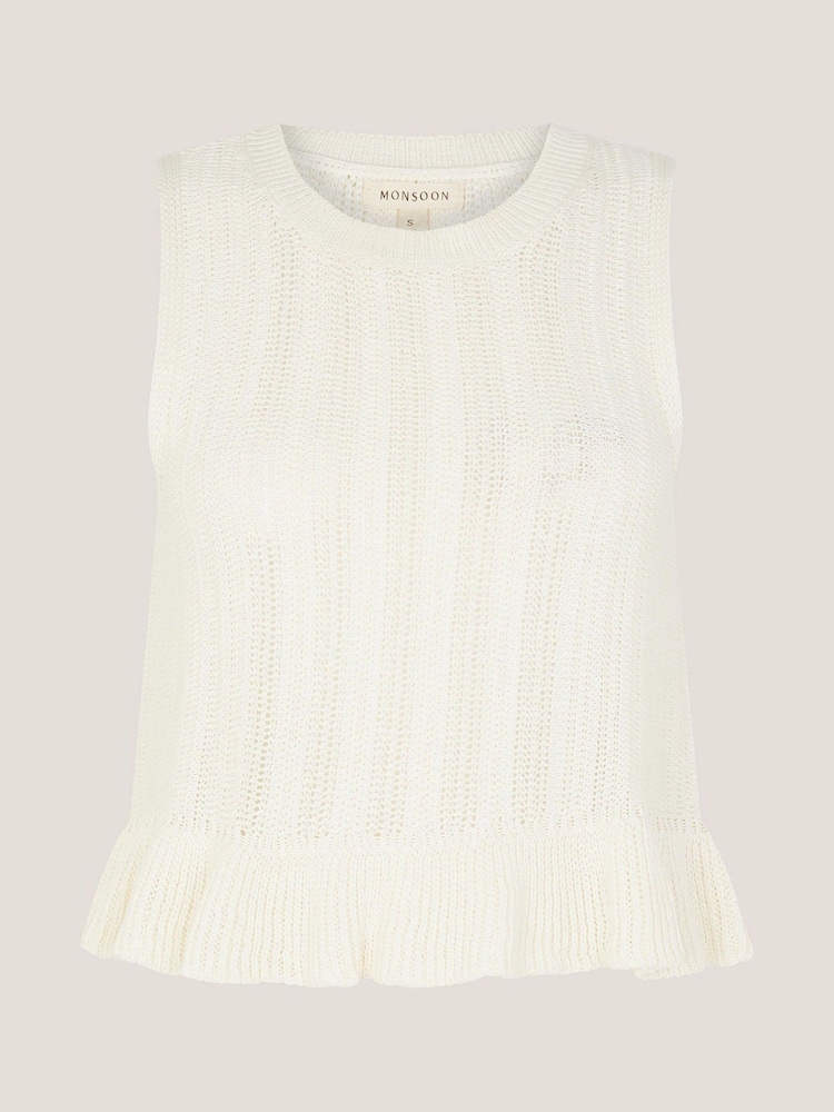 Monsoon Cream Ruby Ruffle Knit Tank Top - Image 2 of 2