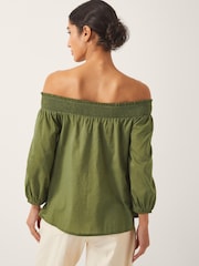 Monsoon Green Julie Embroidered Bardot Blouse - Image 2 of 5