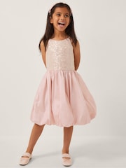 Monsoon Pink Sequin Bubble Hem Party Dress - Image 1 of 4