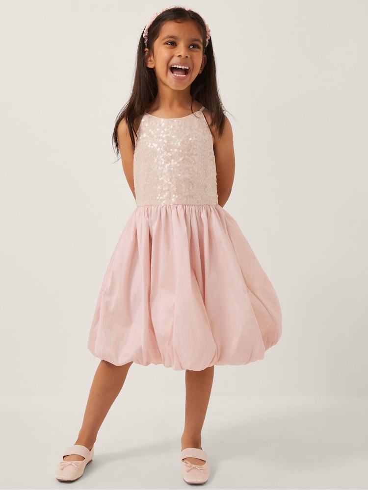 Monsoon Pink Sequin Bubble Hem Party Dress - Image 1 of 4