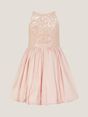 Monsoon Pink Sequin Bubble Hem Party Dress - Image 2 of 4