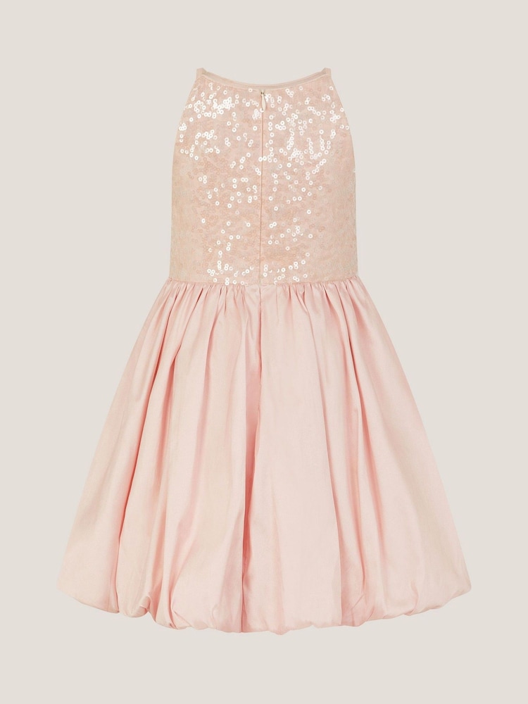 Monsoon Pink Sequin Bubble Hem Party Dress - Image 2 of 4