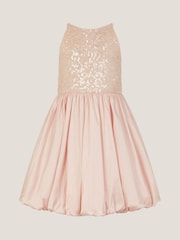 Monsoon Pink Sequin Bubble Hem Party Dress - Image 3 of 4