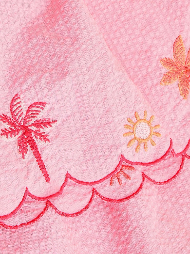 Monsoon Pink Palm Embroidered Top & Shorts Set - Image 3 of 3