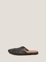 Monsoon Black Bella Braided Leather Slipper Sandals - Image 1 of 3