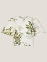 Monsoon Cream Anne Floral Print Puff Sleeve Jacket - Image 1 of 1