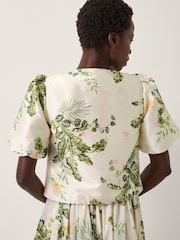 Monsoon Cream Anne Floral Print Puff Sleeve Jacket - Image 2 of 6