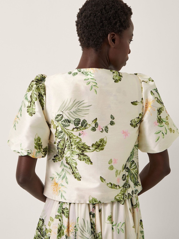 Monsoon Cream Anne Floral Print Puff Sleeve Jacket - Image 2 of 6