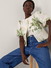 Monsoon Cream Anne Floral Print Puff Sleeve Jacket - Image 3 of 6