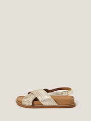 Monsoon Gold Bree Braided Leather Cross-Over Sandals - Image 3 of 4