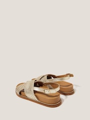 Monsoon Gold Bree Braided Leather Cross-Over Sandals - Image 4 of 4