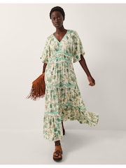 Monsoon Natural Saoirse Floral Tiered Midi Dress - Image 1 of 5