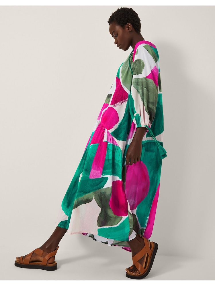 Monsoon Green Miley Colour Block Midi Dress - Image 1 of 4