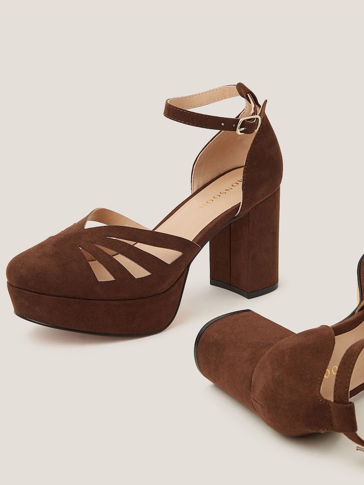 Monsoon Brown Iris Cutwork Platform Heels - Image 2 of 3
