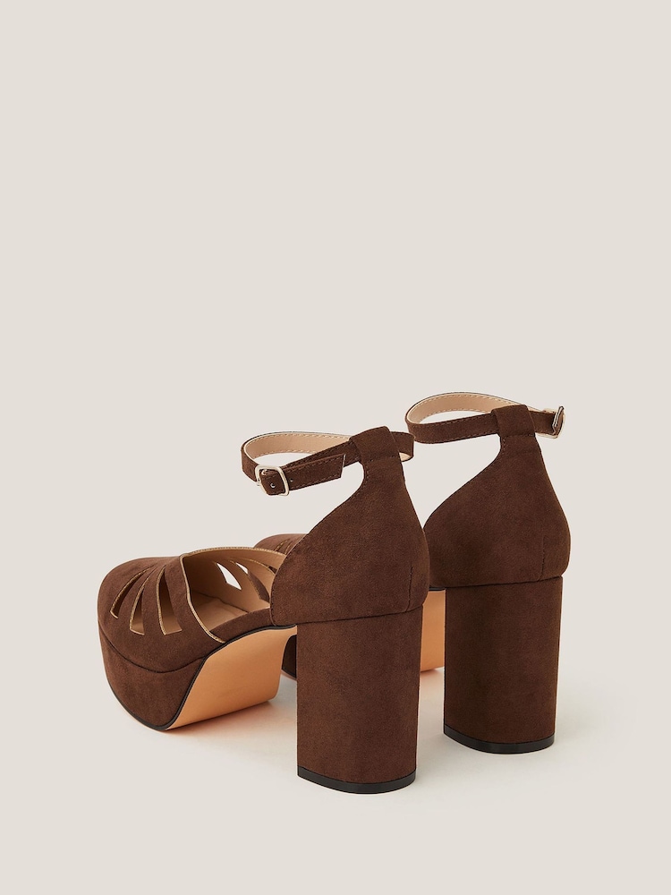 Monsoon Brown Iris Cutwork Platform Heels - Image 3 of 3