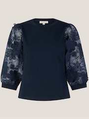 Monsoon Blue Embellished Floral Print Blouse - Image 5 of 5