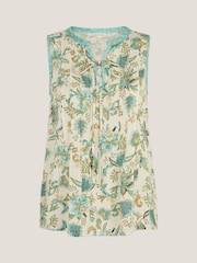 Monsoon Natural Saoirse Sleeveless Pintuck Floral Print Top - Image 1 of 1