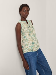 Monsoon Natural Saoirse Sleeveless Pintuck Floral Print Top - Image 2 of 5
