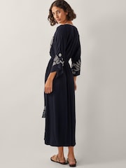 Monsoon Black Sophia Embroidered Kaftan Maxi Dress - Image 3 of 4