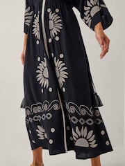 Monsoon Black Sophia Embroidered Kaftan Maxi Dress - Image 4 of 4
