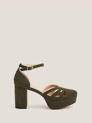 Monsoon Green Iris Cutwork Platform Heels - Image 1 of 3