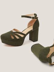 Monsoon Green Iris Cutwork Platform Heels - Image 2 of 3
