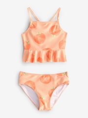 Orange Fruit Print Frill Bikini Set - Image 1 of 1