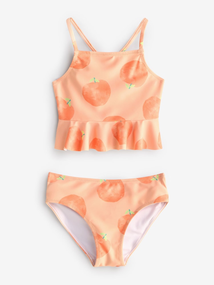 Orange Fruit Print Frill Bikini Set - Image 1 of 1