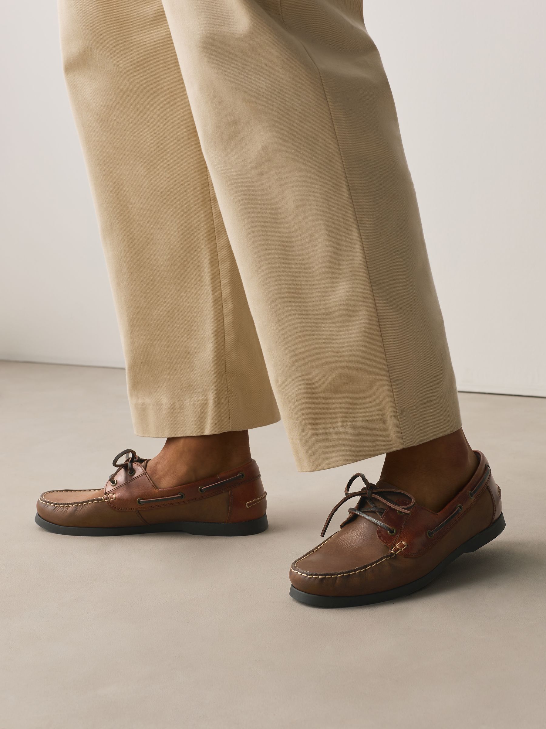 Buy Brown - Leather Boat Shoes from Next Japan