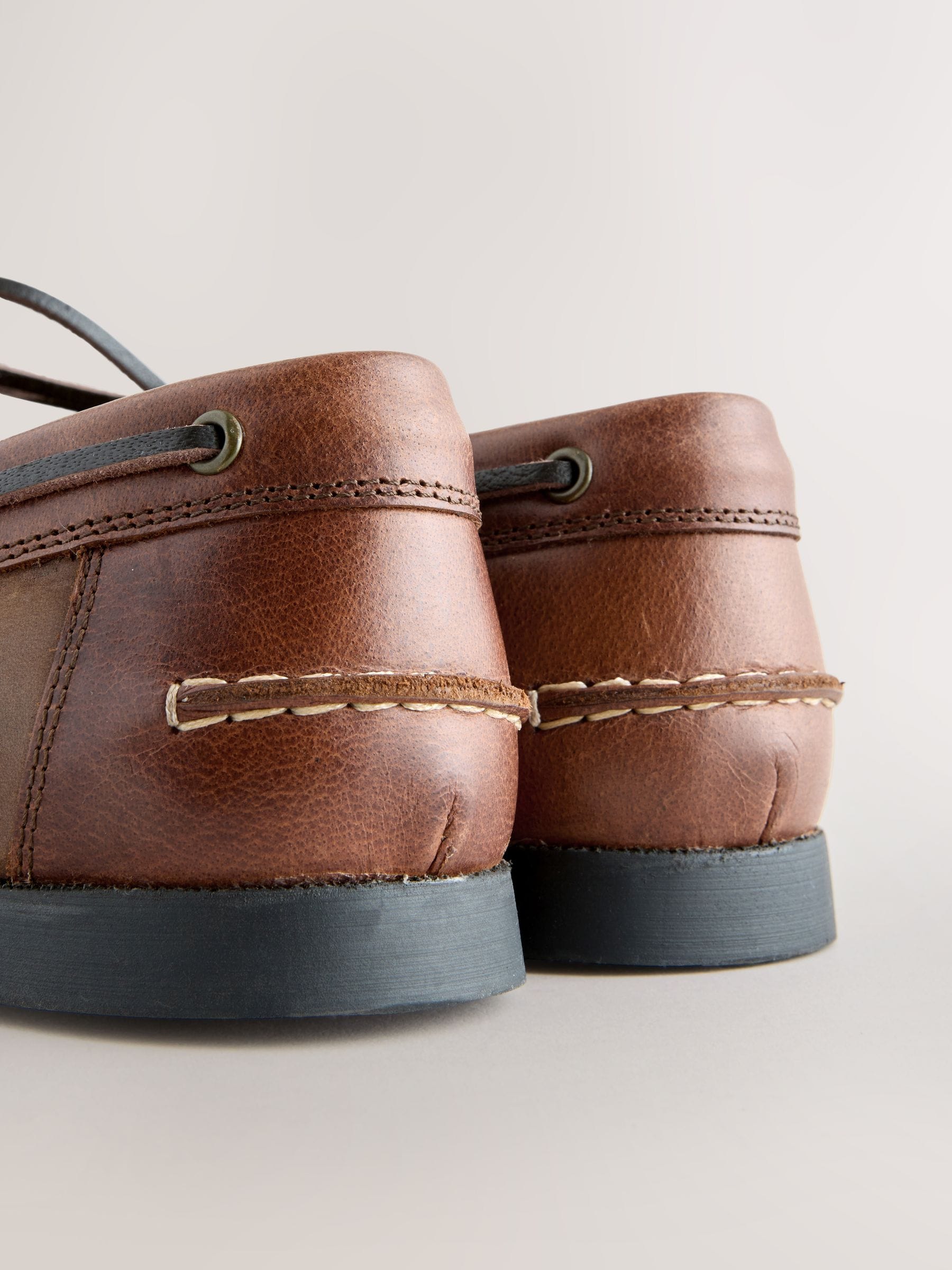 Buy Brown - Leather Boat Shoes from Next Japan