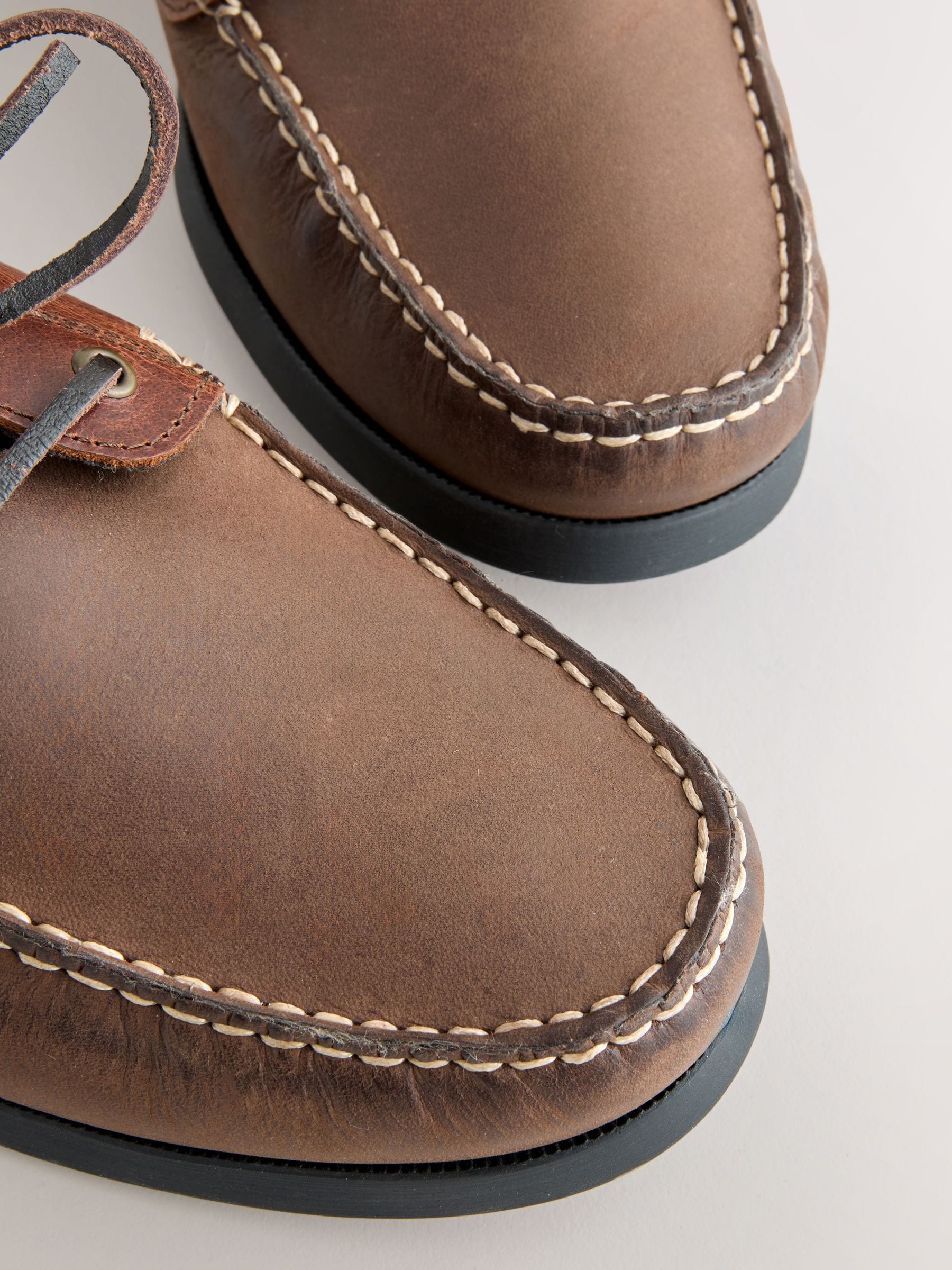 Buy Brown - Leather Boat Shoes from Next Japan