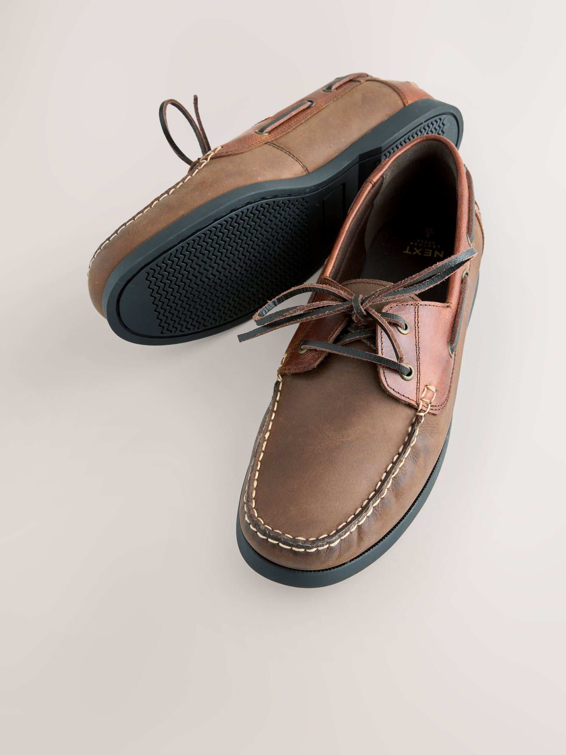 Buy Brown - Leather Boat Shoes from Next Japan