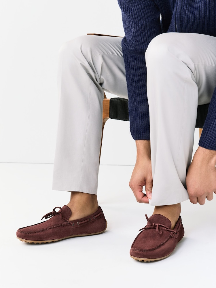 Šedohnědá - Semišové řidičské Obuv s mašlí vpředu - Obrázek 2 z 7