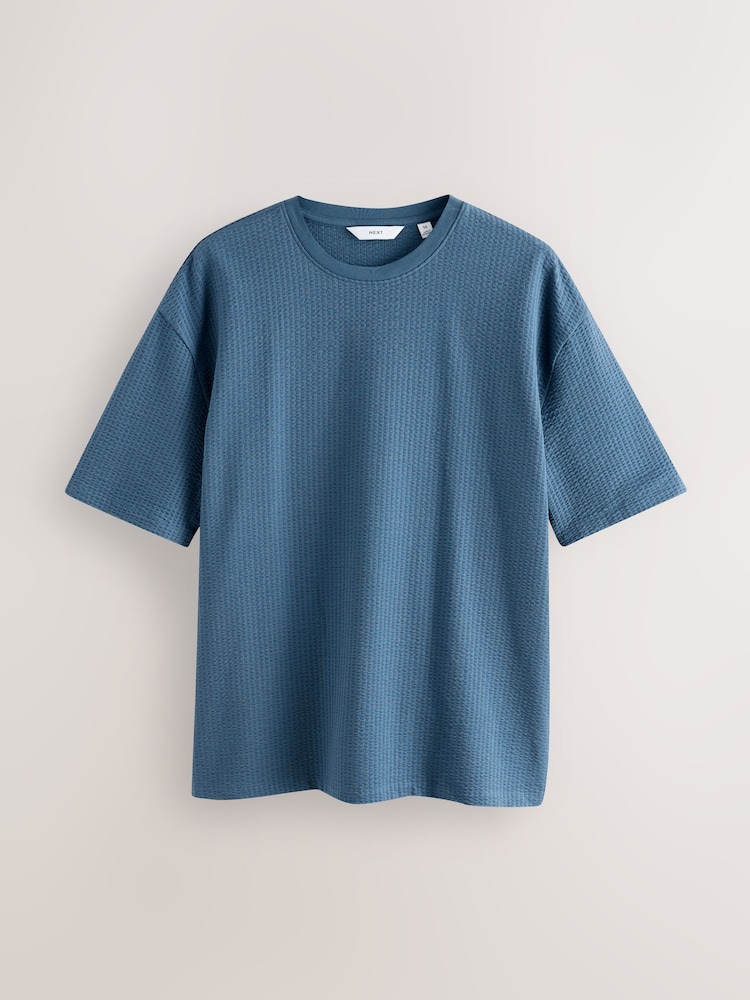 Blue/Green/ Neutral Textured Jersey Short Sleeve Pyjamas Set 3 Pack - Image 2 of 12